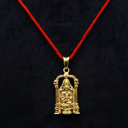 925 sterling silver gold-polished Tirupati Balaji and goddess Laxmi pendant jewelry by Tribal Ornaments, featuring Hindu divine idol design.