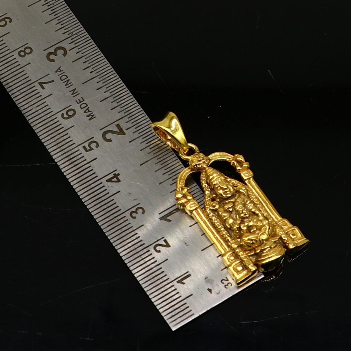 925 sterling silver gold polished divine Hindu idol Tirupati Balaji with goddess Laxmi Pendant, Krishna pendant gifting jewelry nsp593 - TRIBAL ORNAMENTS