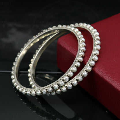 925 sterling silver gorgeous pearl bangle bracelet, fabulous oxidized customized bridal gifting stunning bangle jewelry from India ba105 - TRIBAL ORNAMENTS