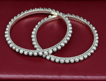 925 sterling silver gorgeous pearl bangle bracelet, fabulous oxidized customized bridal gifting stunning bangle jewelry from India ba105 - TRIBAL ORNAMENTS