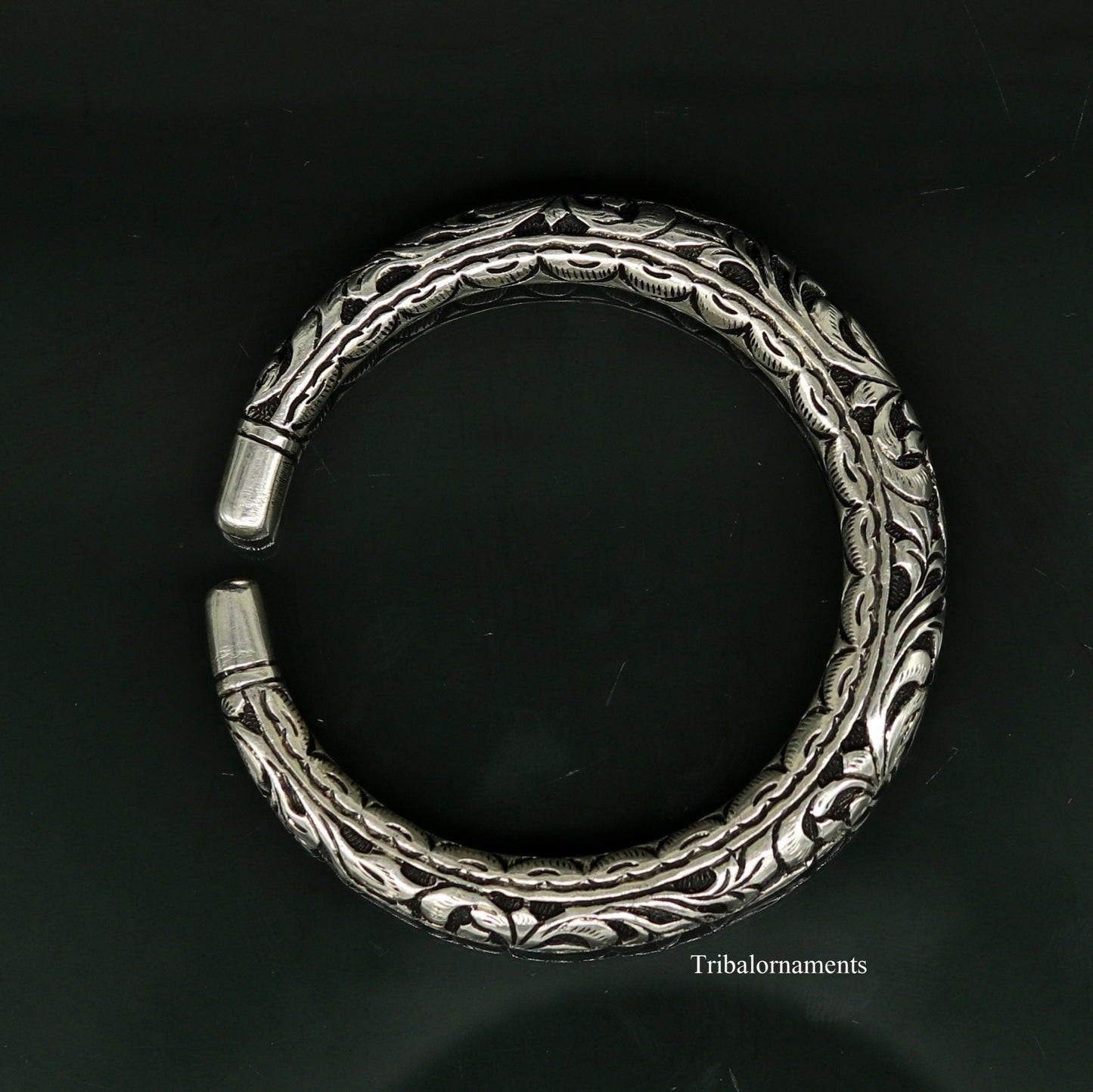 925 Sterling silver handcrafted chitai work customized oxidized stylish vintage design excellent bangle bracelet kada tribal jewelry nsk439 - TRIBAL ORNAMENTS