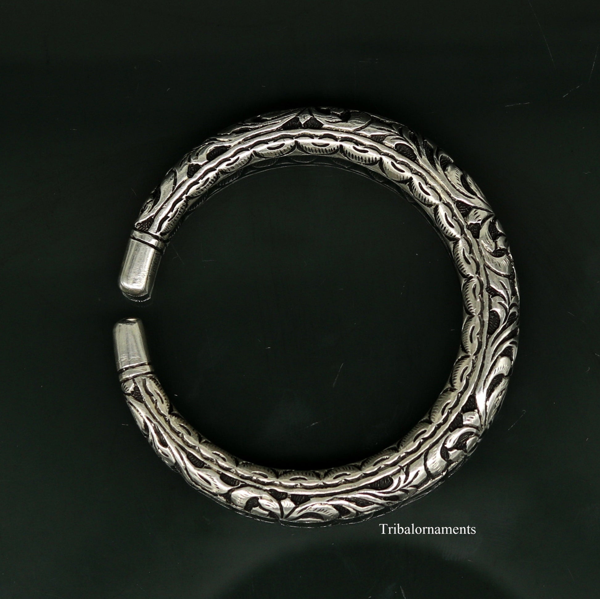 925 Sterling silver handcrafted chitai work customized oxidized stylish vintage design excellent bangle bracelet kada tribal jewelry nsk439 - TRIBAL ORNAMENTS