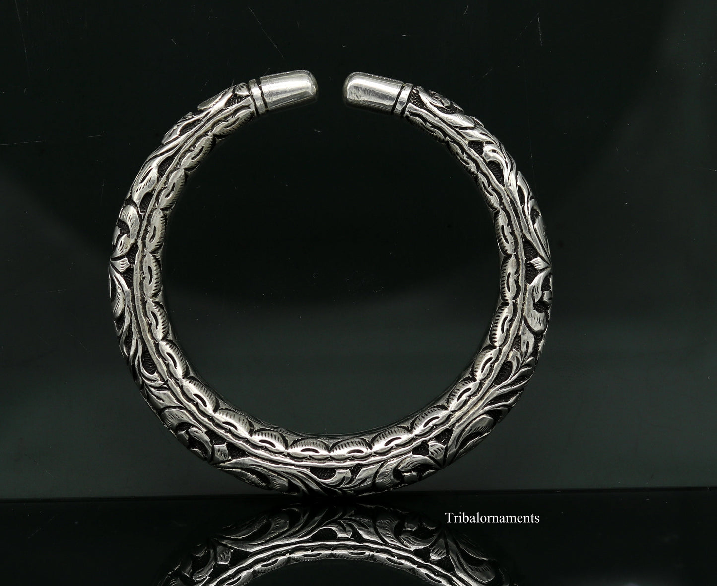 925 Sterling silver handcrafted chitai work customized oxidized stylish vintage design excellent bangle bracelet kada tribal jewelry nsk439 - TRIBAL ORNAMENTS