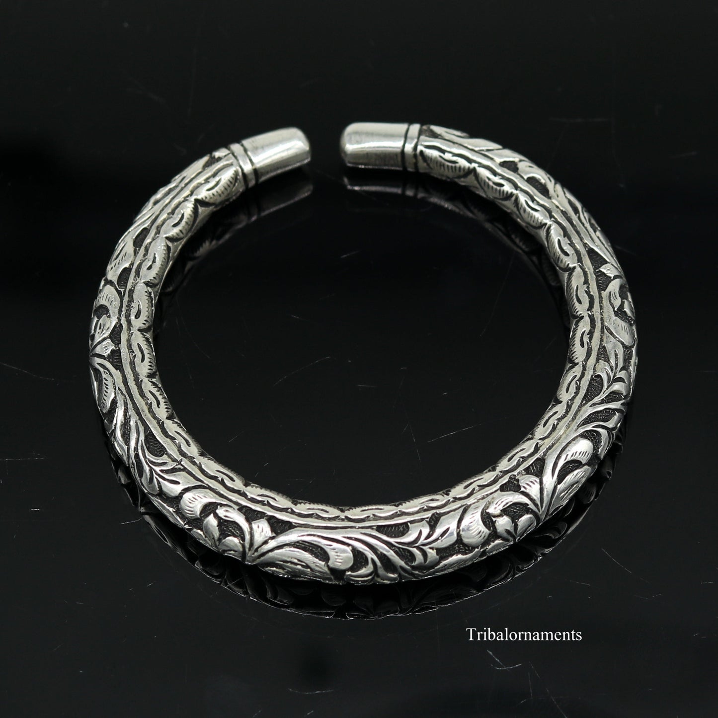 925 Sterling silver handcrafted chitai work customized oxidized stylish vintage design excellent bangle bracelet kada tribal jewelry nsk439 - TRIBAL ORNAMENTS