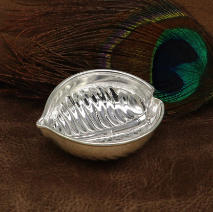 925 sterling silver handcrafted tilak bowl with intricate design, used for sindur, kesar chandan, and puja rituals, by Tribal Ornaments.