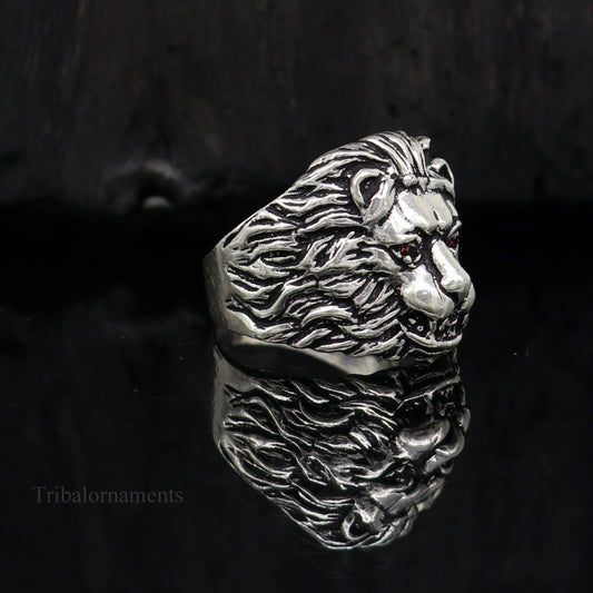 925 sterling silver handcrafted lion ring, Amazing vintage design customized ring band for unisex gifting from india ring432 - TRIBAL ORNAMENTS