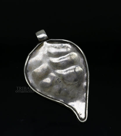 925 sterling silver handcrafted tree leaf design tribal ethnic pendant antique design wedding charm pendant necklace jewelry india ssp1509 - TRIBAL ORNAMENTS