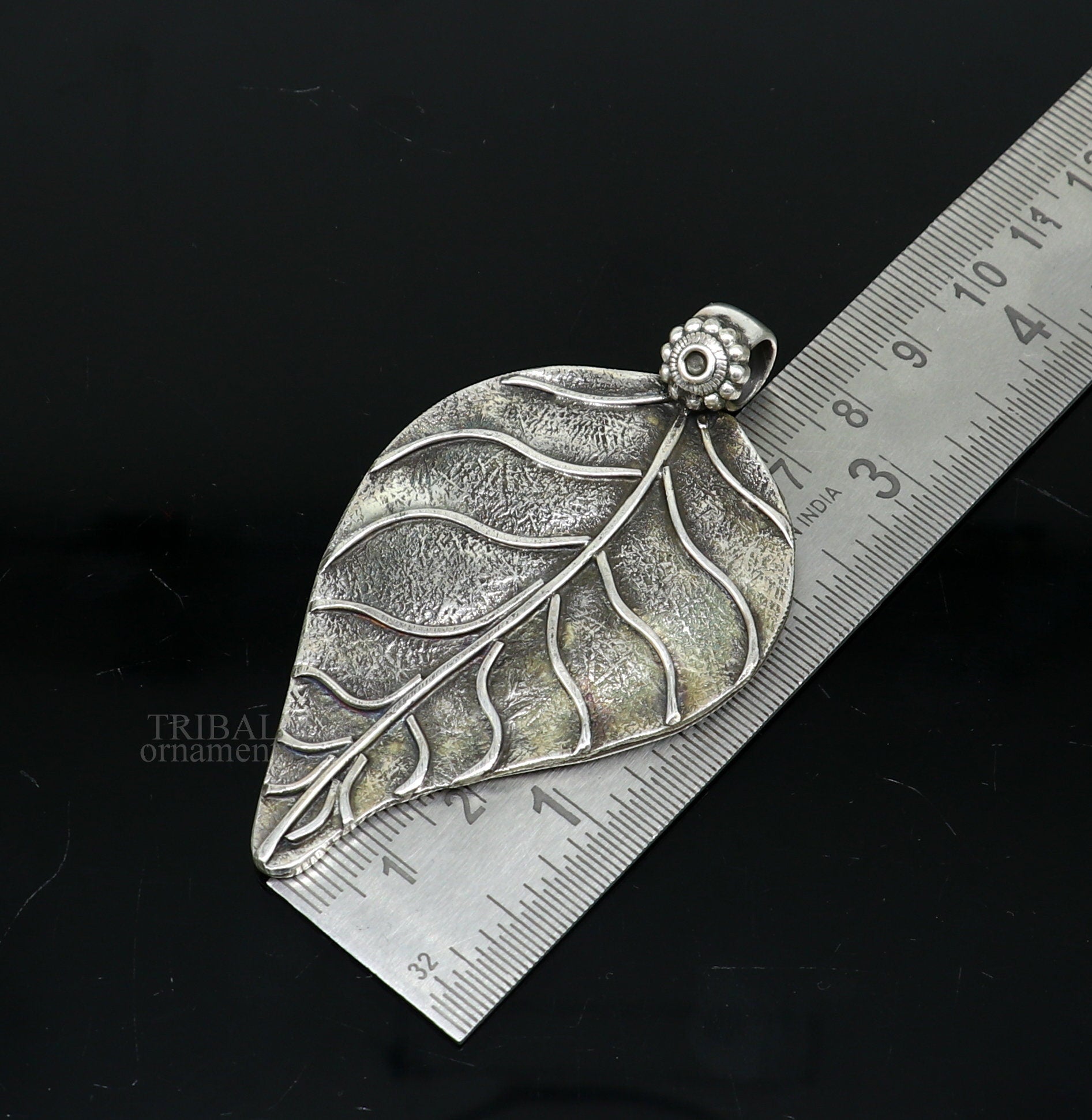 925 sterling silver handcrafted tree leaf design tribal ethnic pendant antique design wedding charm pendant necklace jewelry india ssp1509 - TRIBAL ORNAMENTS