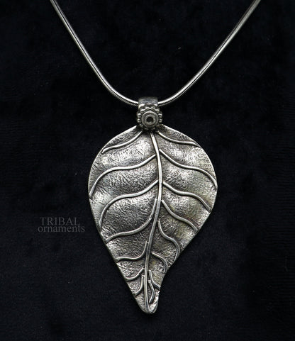 925 sterling silver handcrafted tree leaf design tribal ethnic pendant antique design wedding charm pendant necklace jewelry india ssp1509 - TRIBAL ORNAMENTS