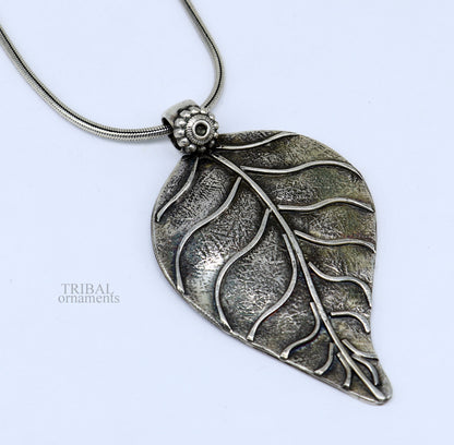 925 sterling silver handcrafted tree leaf design tribal ethnic pendant antique design wedding charm pendant necklace jewelry india ssp1509 - TRIBAL ORNAMENTS