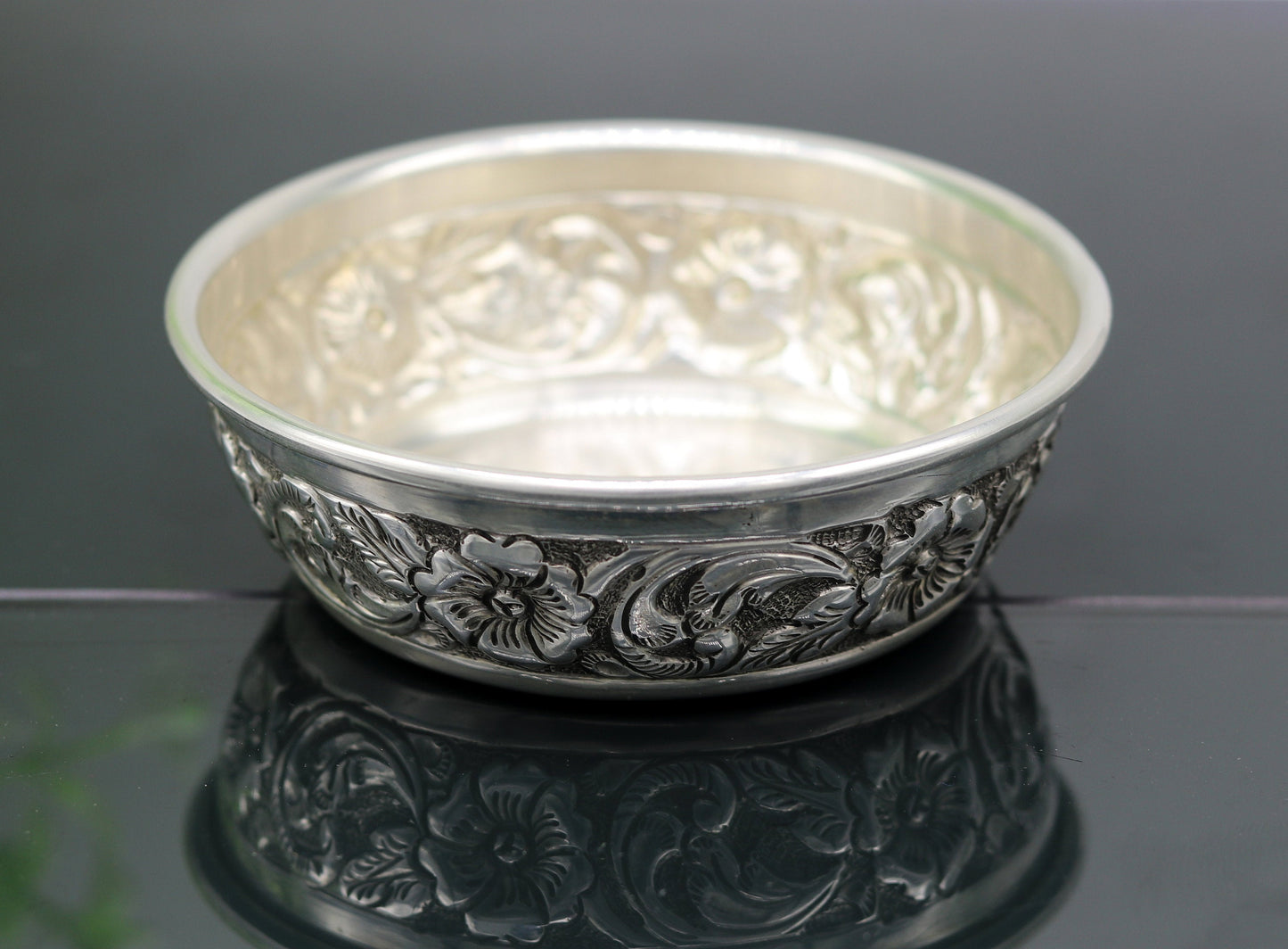 925 sterling silver handcrafted work solid silver bowl and spoon, silver has antibacterial properties, stay healthy, silver vessels sv74 - TRIBAL ORNAMENTS
