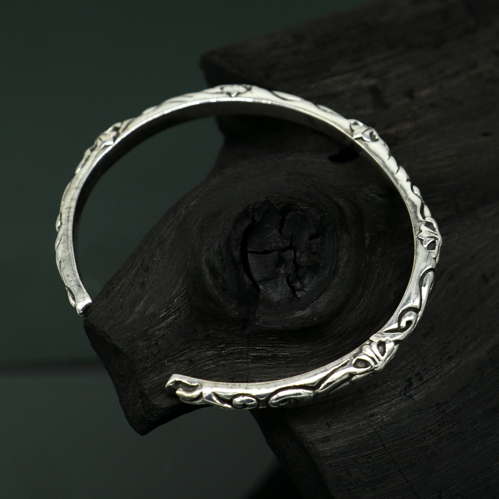 925 sterling silver handcrafted work Superior Quality Graceful Design Glossy Plain solid Bracelet Kada for Men and women's gifting cuff50 - TRIBAL ORNAMENTS