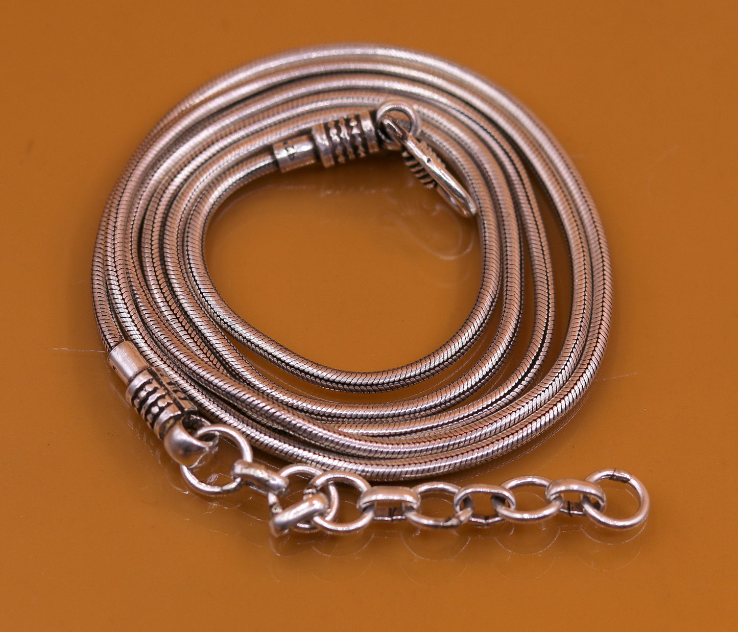 925 Sterling silver handmade adjustable snake chain belly chain, vintage antique design for belly dance, 36 to 38 inches long.