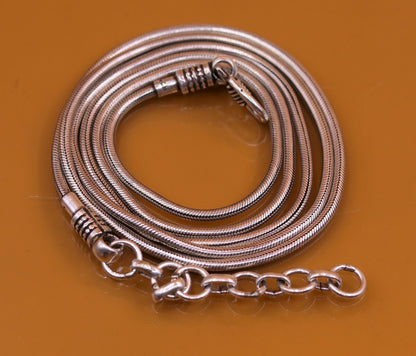 925 Sterling silver handmade adjustable snake chain belly chain, vintage antique design for belly dance, 36 to 38 inches long.