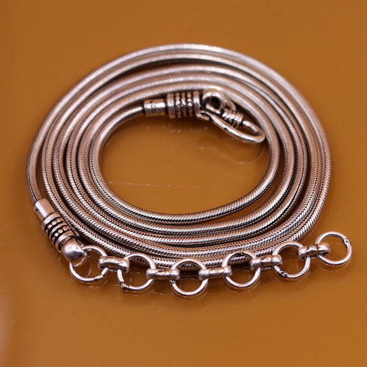 925 Sterling silver handmade adjustable 36 to 38 inches snake chain vintage antique design belly chain long belly chain for belly dance ch51 - TRIBAL ORNAMENTS