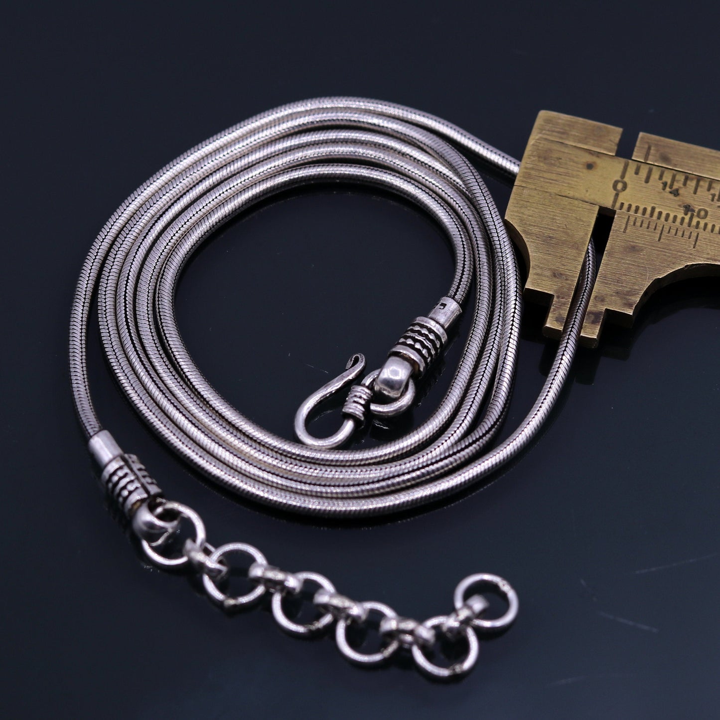 925 Sterling silver handmade adjustable 36 to 38 inches snake chain vintage antique design belly chain long belly chain for belly dance ch51 - TRIBAL ORNAMENTS