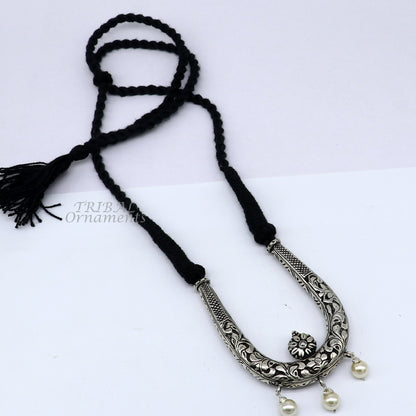 Sterling silver adjustable necklace from TRIBAL ORNAMENTS featuring traditional cultural design and delicate, trendy jewelry style.
