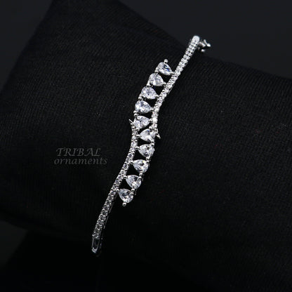 925 sterling silver handmade amazing cubic zircon cuff bangle bracelet kada customized brides girl's jewelry cuff89 - TRIBAL ORNAMENTS