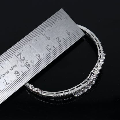 925 sterling silver handmade amazing cubic zircon cuff bangle bracelet kada customized brides girl's jewelry cuff89 - TRIBAL ORNAMENTS