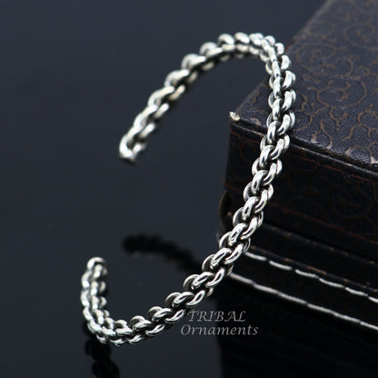 925 sterling silver handmade amazing customized solid bracelet kada, excellent gifting girl's or boy's bracelet stylish gifting kada cuff105 - TRIBAL ORNAMENTS