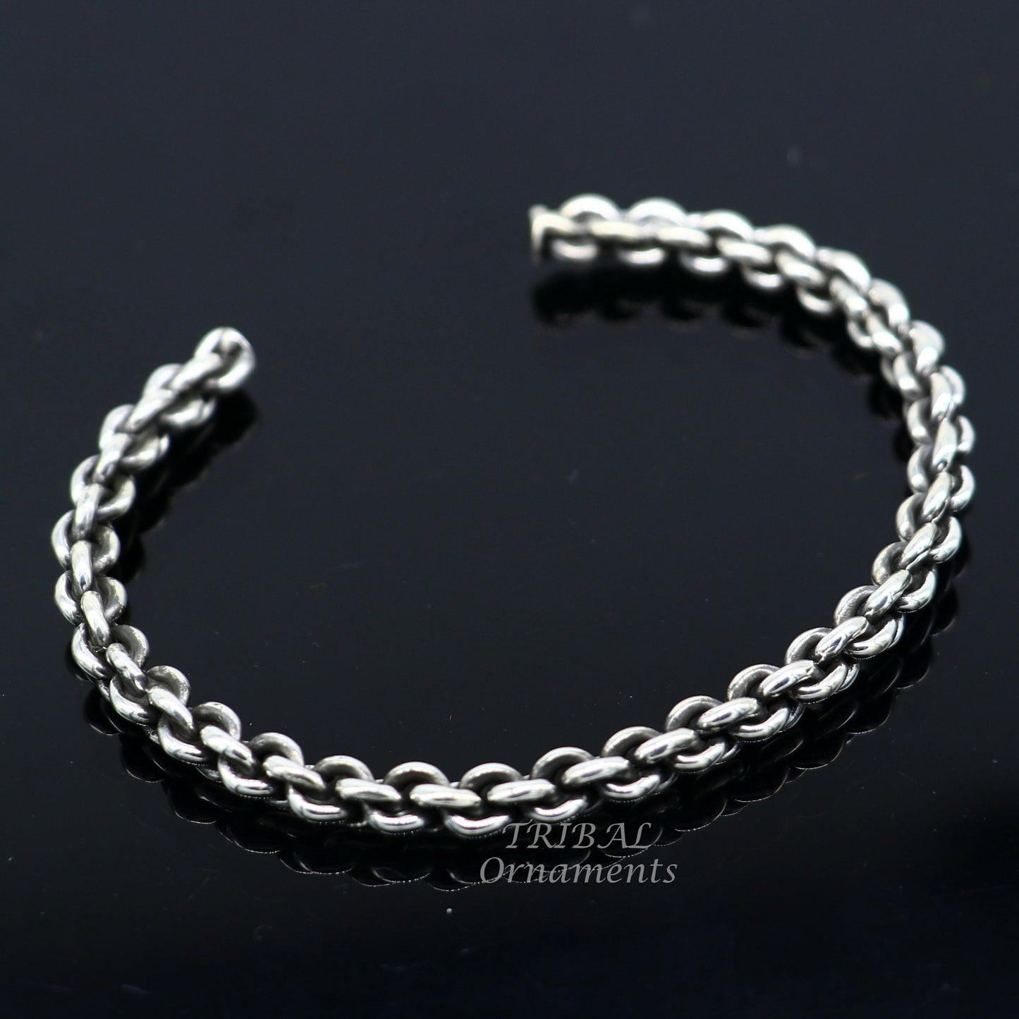 925 sterling silver handmade amazing customized solid bracelet kada, excellent gifting girl's or boy's bracelet stylish gifting kada cuff105 - TRIBAL ORNAMENTS