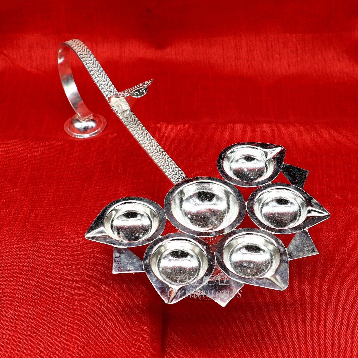 925 Sterling silver handmade amazing design 5 lamp arti, amazing handcrafting work home decor temple puja article figurine su857 - TRIBAL ORNAMENTS