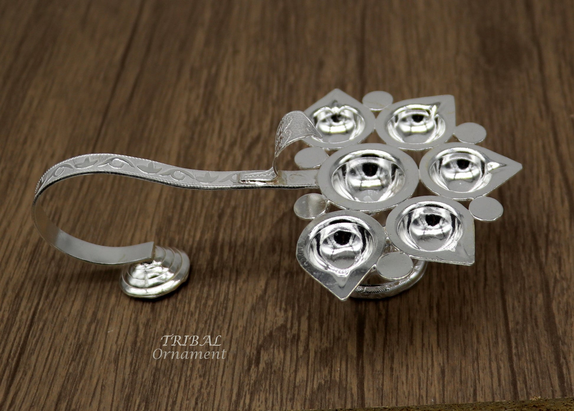 925 Sterling silver handmade amazing design home temple art Aarti lamp, amazing 5 deepak 5 lamp arti temple art puja figurine su980 - TRIBAL ORNAMENTS