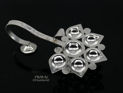 925 Sterling silver handmade amazing design home temple art Aarti lamp, amazing 5 deepak 5 lamp arti temple art puja figurine su980 - TRIBAL ORNAMENTS