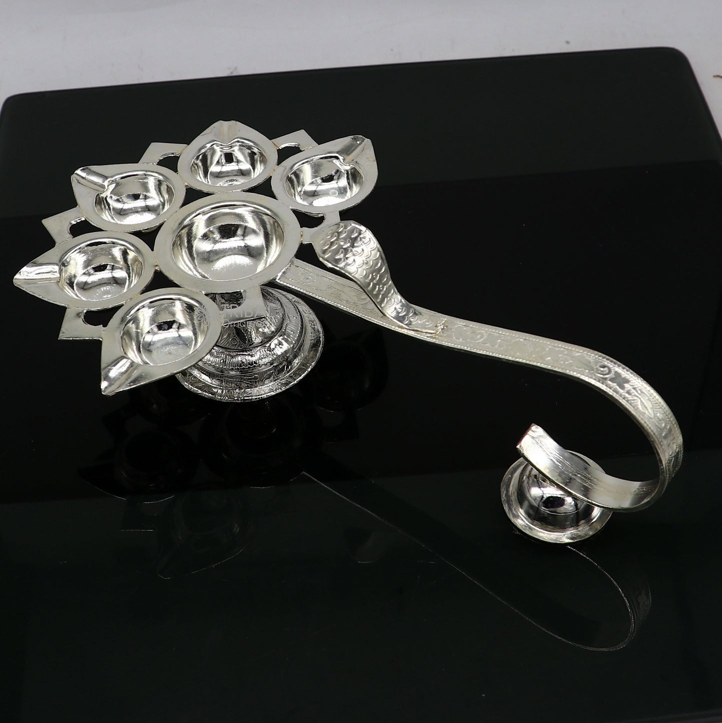 925 Sterling silver handmade amazing design home temple art Aarti lamp, Divine 5 lamp aarti for puja or worshipping su1167 - TRIBAL ORNAMENTS