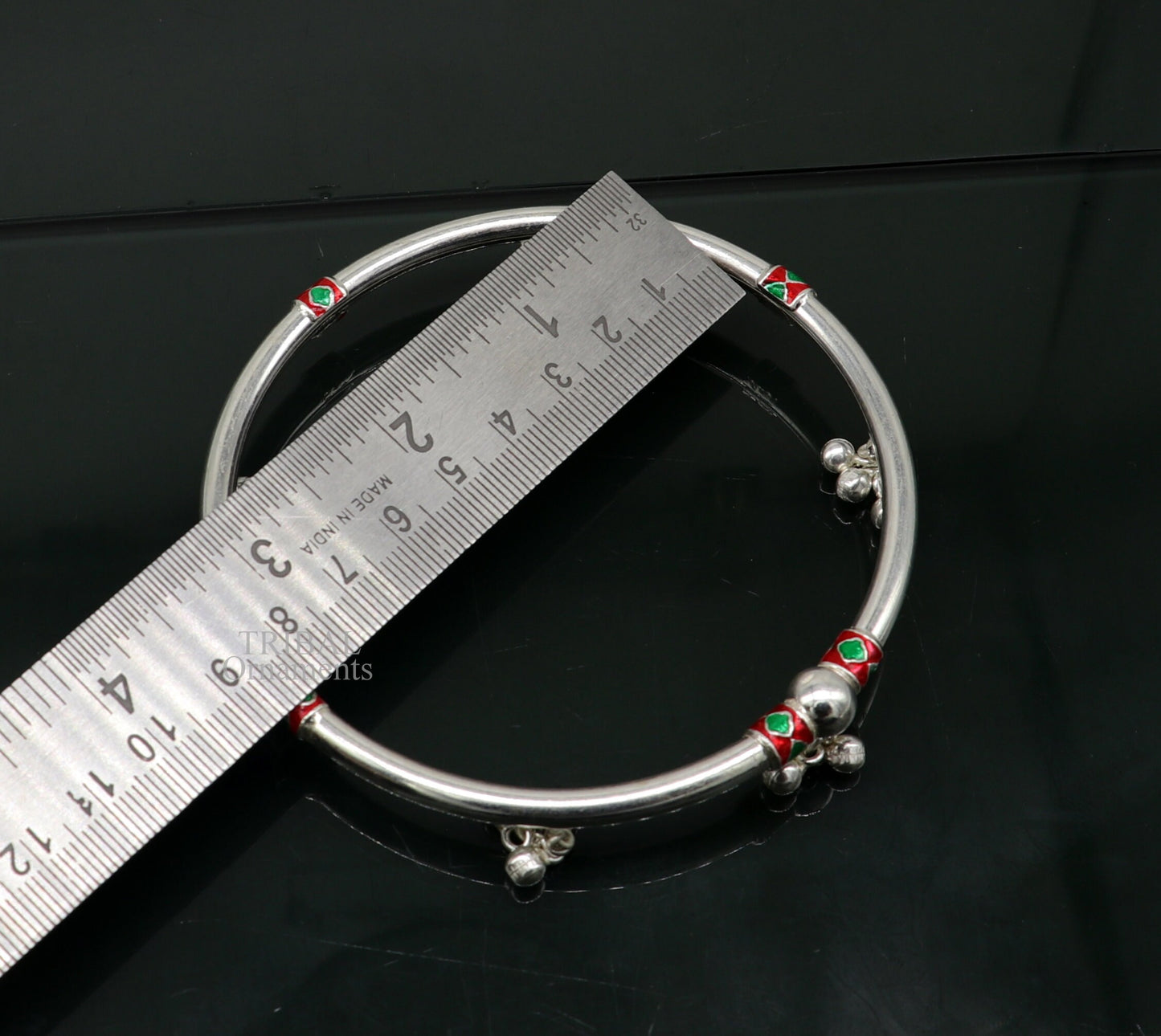 925 sterling silver handmade amazing foot ankle plain bracelet kada with hanging noisy bells, belly dance jewelry from Rajasthan nsfk59 - TRIBAL ORNAMENTS