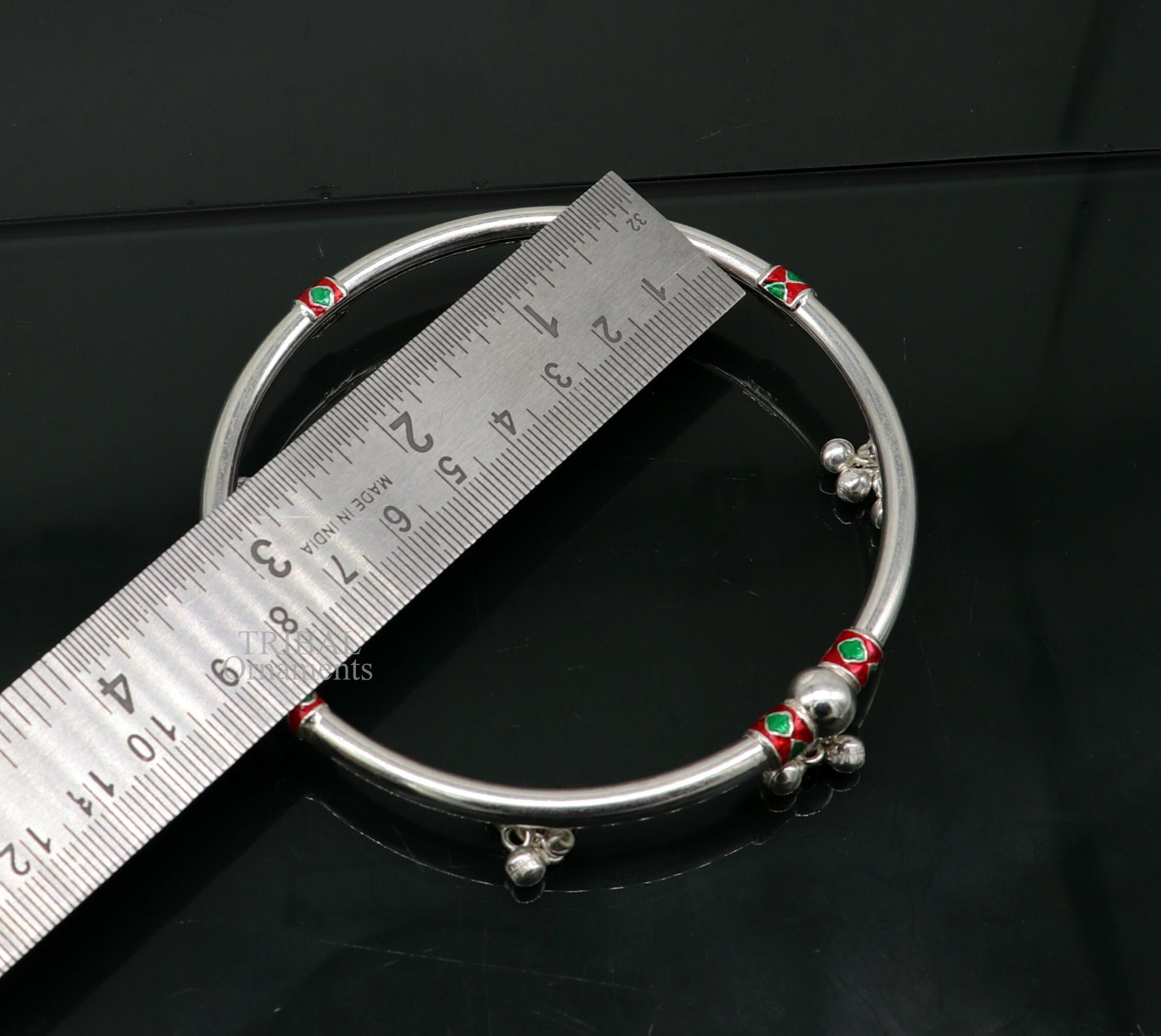 925 sterling silver handmade amazing foot ankle plain bracelet kada with hanging noisy bells, belly dance jewelry from Rajasthan nsfk59 - TRIBAL ORNAMENTS