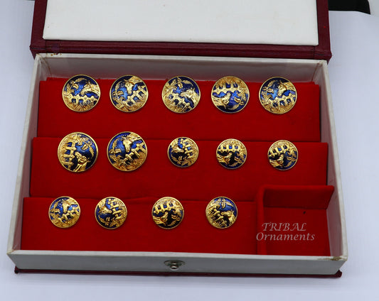 925 Sterling silver handmade amazing horse design buttons set of 13 pc for men's coat or suit, best jewelry for all occasions btn27 - TRIBAL ORNAMENTS