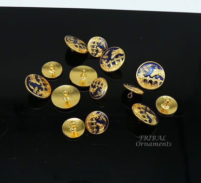 Set of 13 handmade 925 Sterling silver horse design buttons by Tribal Ornaments for men's coat or suit.