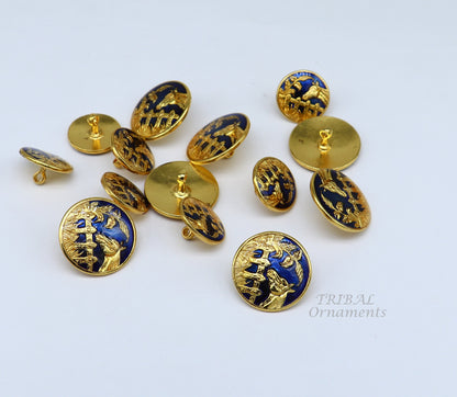 Set of 13 handmade 925 sterling silver horse design buttons for men's coat or suit by Tribal Ornaments, ideal for all occasions.