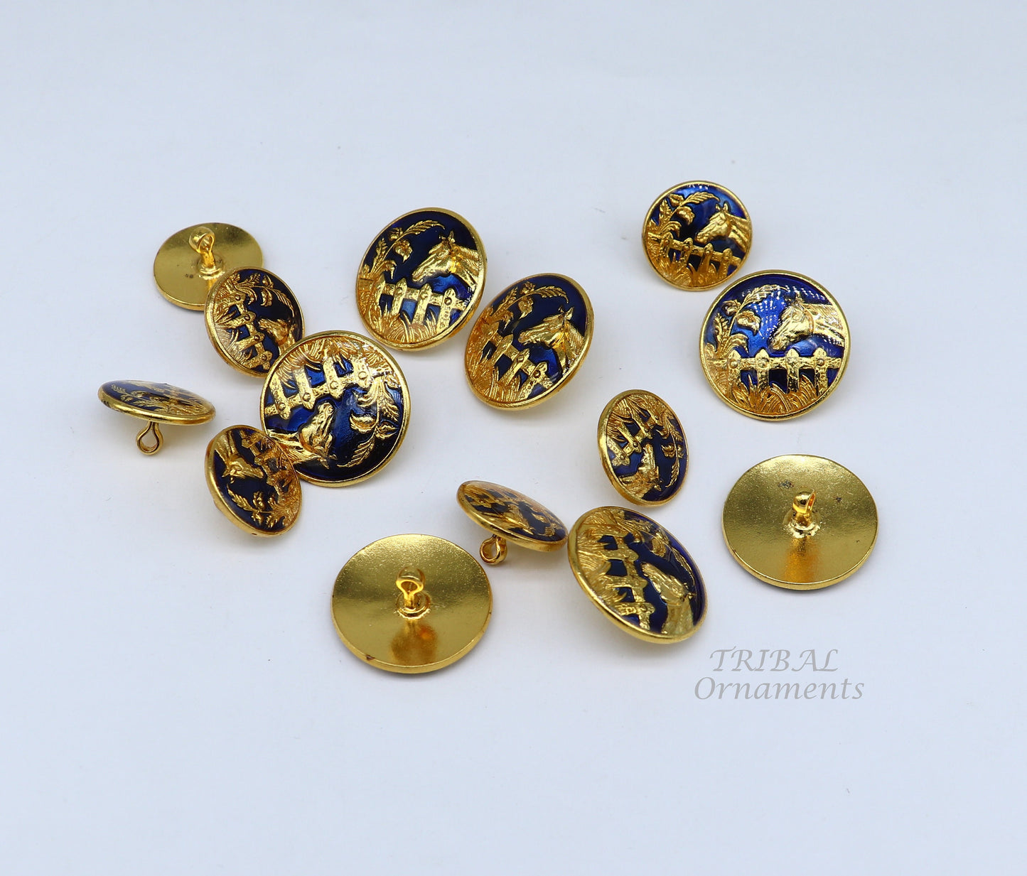 925 Sterling silver handmade amazing horse design buttons set of 13 pc for men's coat or suit, best jewelry for all occasions btn27 - TRIBAL ORNAMENTS