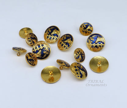 Set of 13 handmade 925 sterling silver horse design buttons by TRIBAL ORNAMENTS for men's coats or suits.