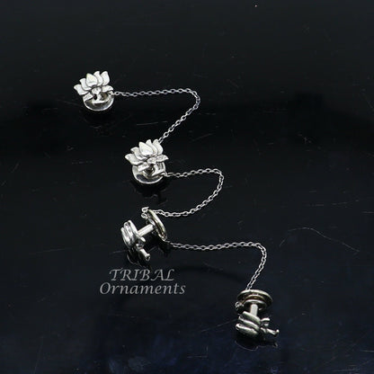 925 Sterling silver handmade amazing Indian national flower lotus design buttons for men's kurta, best gifting accessories btn10 - TRIBAL ORNAMENTS