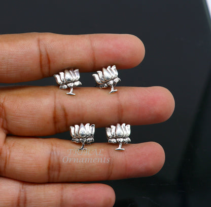 925 Sterling silver handmade amazing Indian national flower lotus design buttons for men's kurta, best gifting accessories btn10 - TRIBAL ORNAMENTS