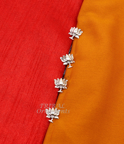 925 Sterling silver handmade amazing Indian national flower lotus design buttons for men's kurta, best gifting accessories btn10 - TRIBAL ORNAMENTS