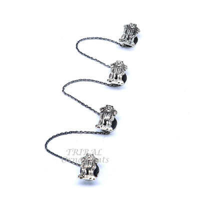 925 Sterling silver handmade Indian Satyamev Jayate design buttons for men's kurta, traditional tribal ornament accessories.