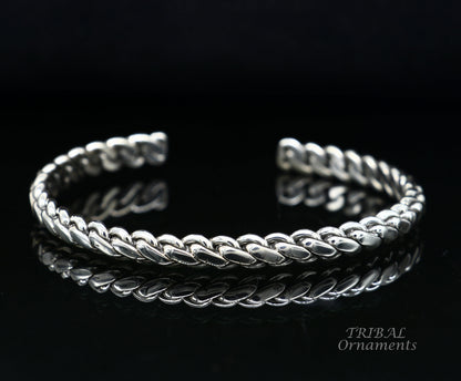 925 sterling silver handmade amazing stylish adjustable cuff kada bracelet, wrist jewelry for boy's and girl's, best gifting cuff112 - TRIBAL ORNAMENTS