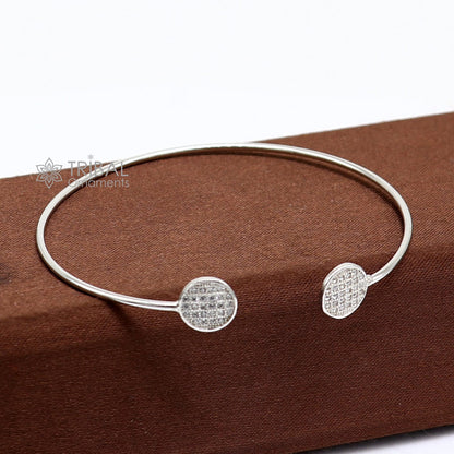 925 sterling silver handmade amazing stylish girl's cuff kada bracelet, best delicate unique light weight gifting bangle for girls cuff169 - TRIBAL ORNAMENTS