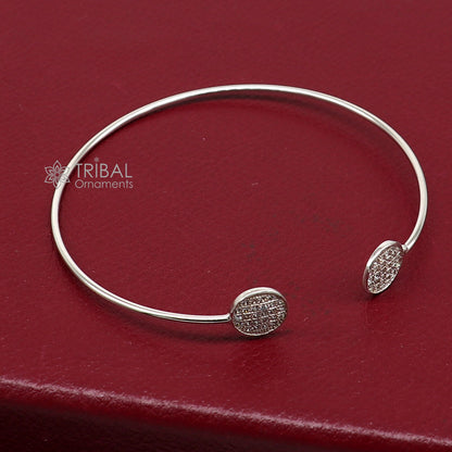 925 sterling silver handmade amazing stylish girl's cuff kada bracelet, best delicate unique light weight gifting bangle for girls cuff169 - TRIBAL ORNAMENTS