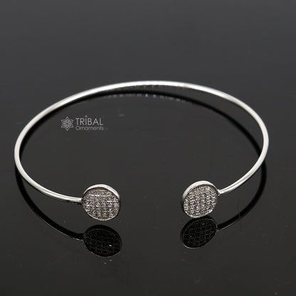 925 sterling silver handmade amazing stylish girl's cuff kada bracelet, best delicate unique light weight gifting bangle for girls cuff169 - TRIBAL ORNAMENTS