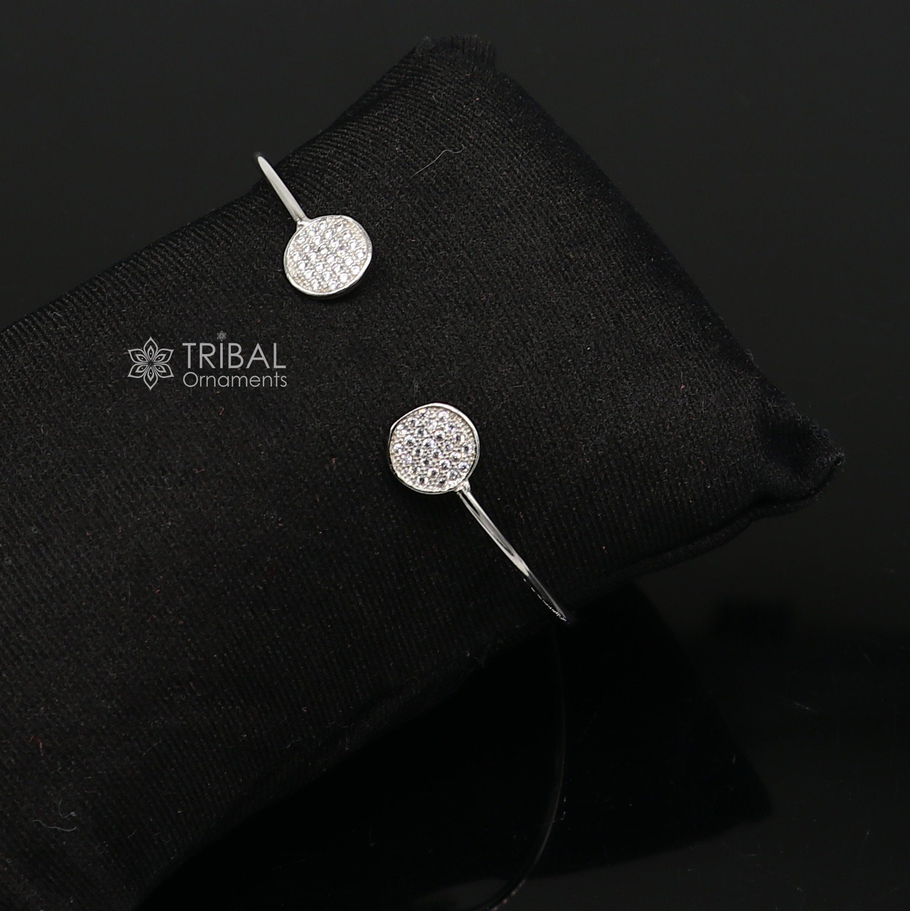 925 sterling silver handmade amazing stylish girl's cuff kada bracelet, best delicate unique light weight gifting bangle for girls cuff169 - TRIBAL ORNAMENTS