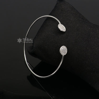 925 sterling silver handmade amazing stylish girl's cuff kada bracelet, best delicate unique light weight gifting bangle for girls cuff169 - TRIBAL ORNAMENTS