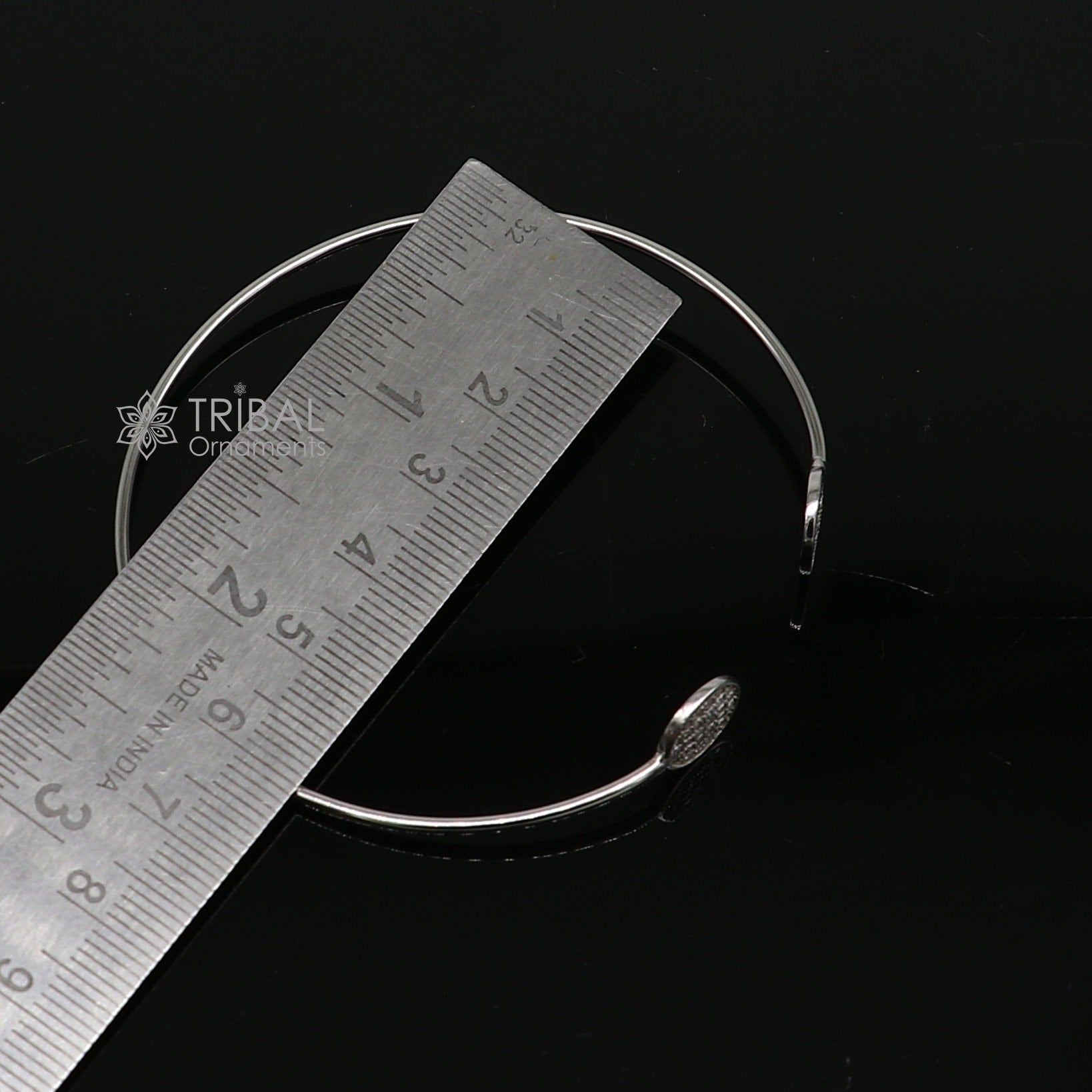 925 sterling silver handmade amazing stylish girl's cuff kada bracelet, best delicate unique light weight gifting bangle for girls cuff169 - TRIBAL ORNAMENTS