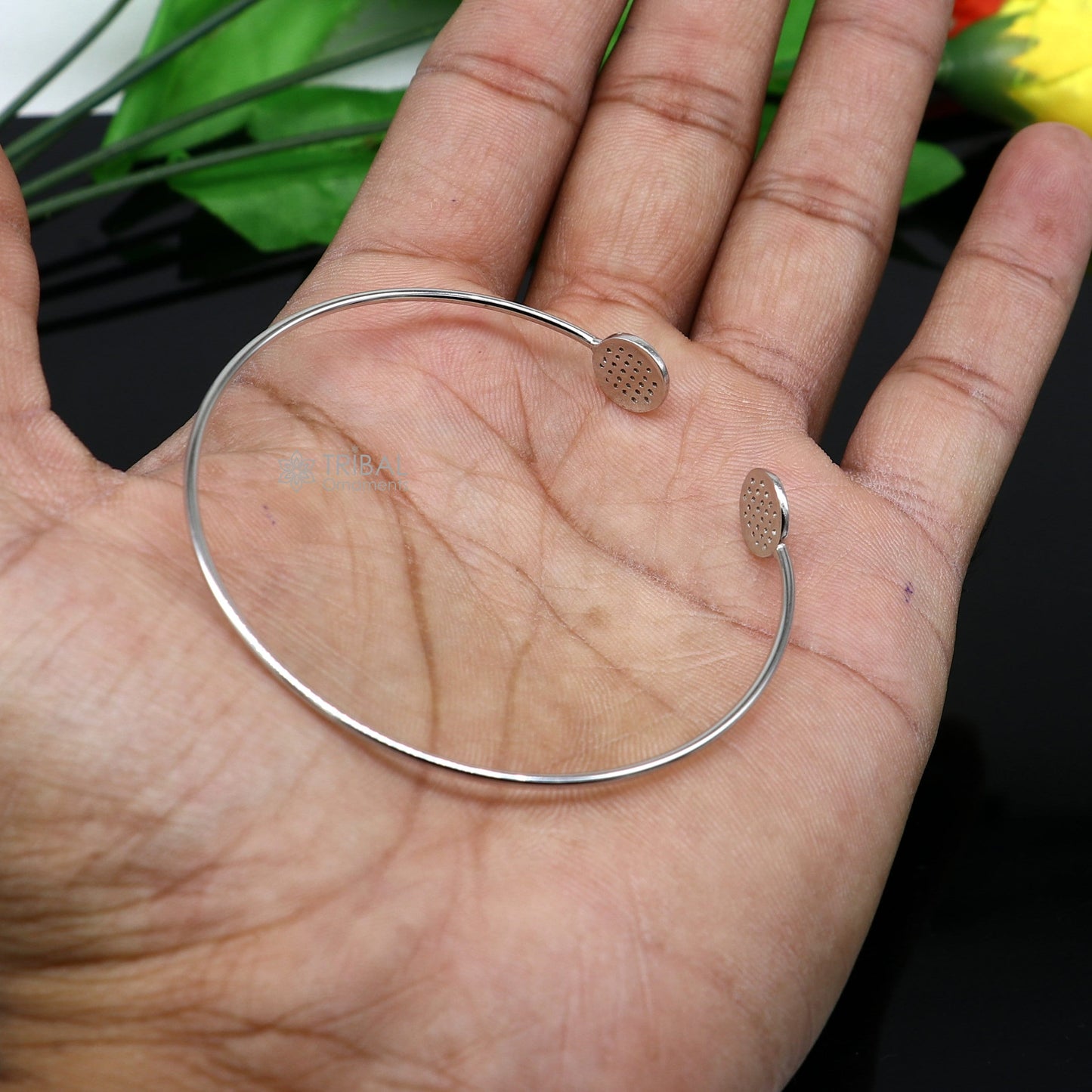 925 sterling silver handmade amazing stylish girl's cuff kada bracelet, best delicate unique light weight gifting bangle for girls cuff169 - TRIBAL ORNAMENTS