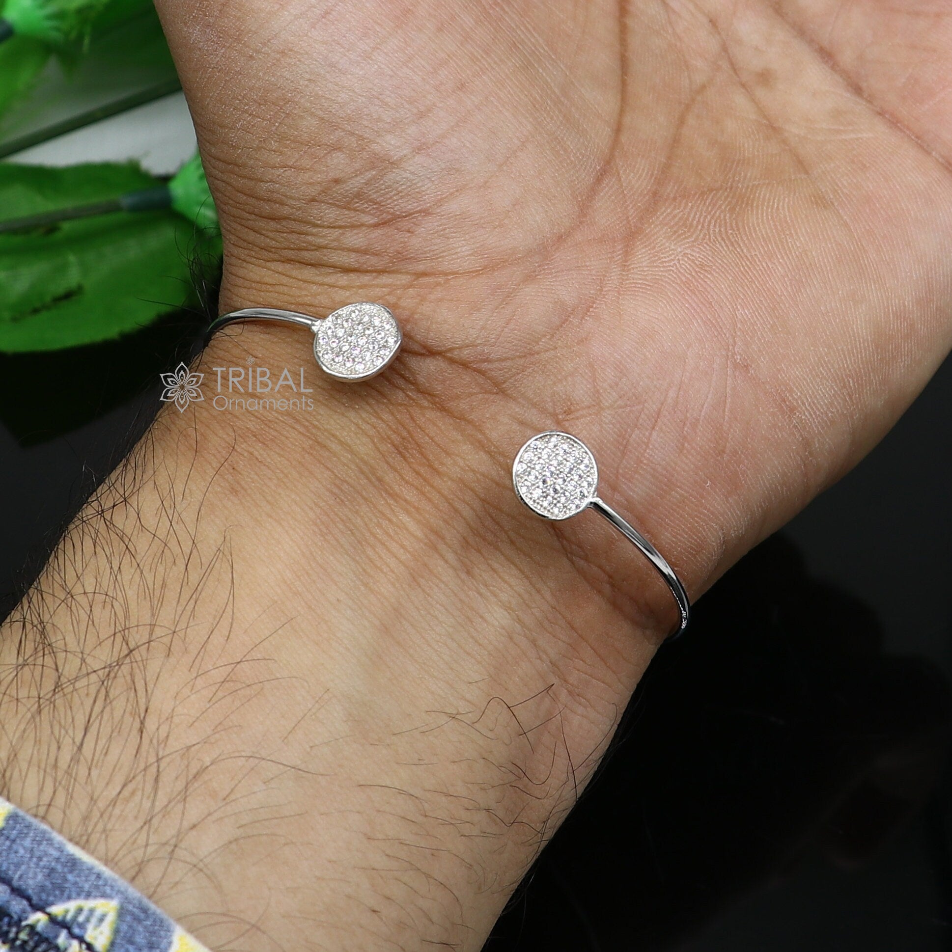 925 sterling silver handmade amazing stylish girl's cuff kada bracelet, best delicate unique light weight gifting bangle for girls cuff169 - TRIBAL ORNAMENTS