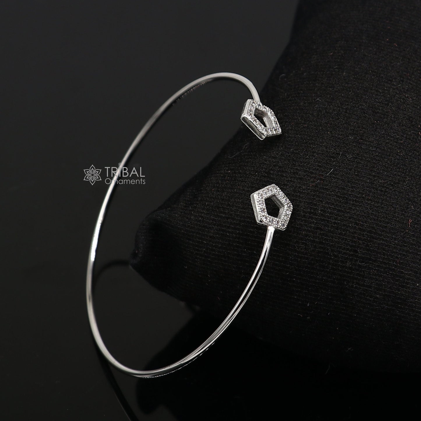 925 sterling silver handmade amazing trendy stylish girl's cuff kada bracelet, best delicate unique light weight gifting for girls cuff170 - TRIBAL ORNAMENTS